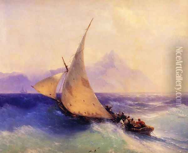 Rescue at Sea (detail) Oil Painting - Ivan Konstantinovich Aivazovsky