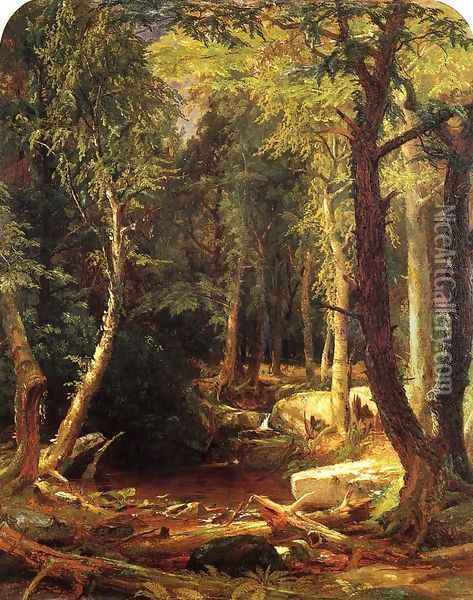 Pool in the Woods Oil Painting - Jasper Francis Cropsey