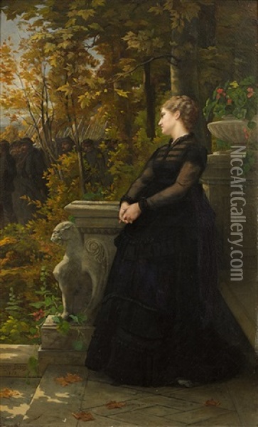 Femme Sur Sa Terrasse Oil Painting - Henri Pierre Hippolyte Dubois