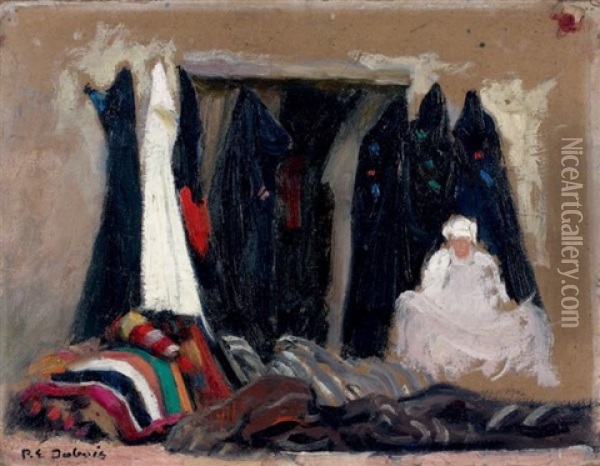 Marchand De Burnous A Marrakech Oil Painting - Paul Emile Dubois