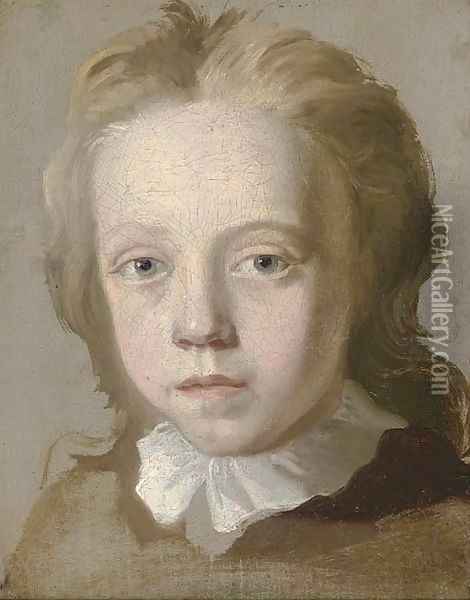 Portrait of a boy, head-and-shoulders, a study Oil Painting - George Beare