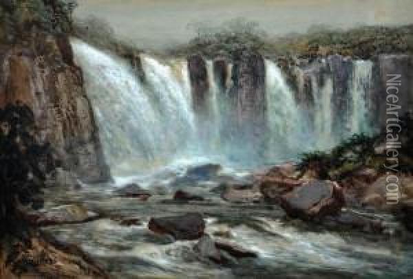 Waterfall Oil Painting - William Joseph Wadham