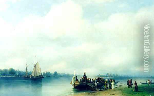 Arrival Peter the First on river Neva Oil Painting - Ivan Konstantinovich Aivazovsky