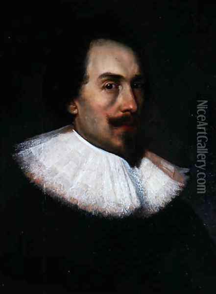 Unknown Gentleman in a White Collar Oil Painting - Cornelius Jansen