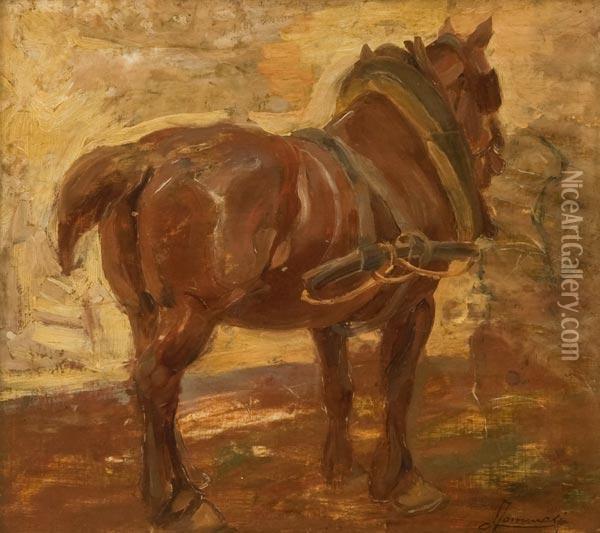 Cavallo Al Giogo Oil Painting - Ludovico Tommasi