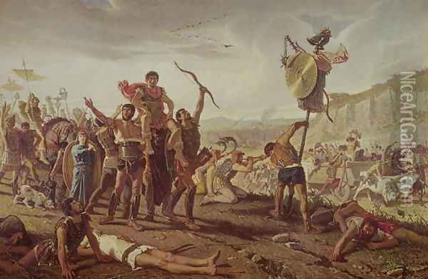 Marius triumphing over the Cimbri Oil Painting - Saverio Altamura