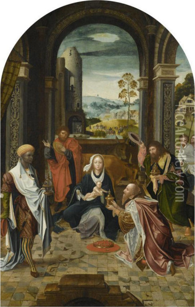 Adoration Of The Three Kings Oil Painting - Master Of The Von Groote Adoration