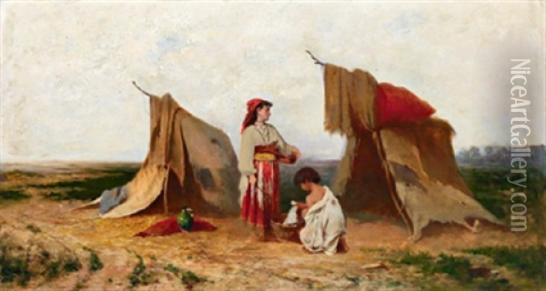 Zigeuner In Der Puszta Oil Painting - Laszlo Gyulay