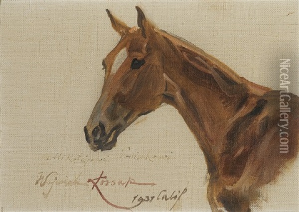 Horse Head Oil Painting - Woiciech (Aldabert) Ritter von Kossak