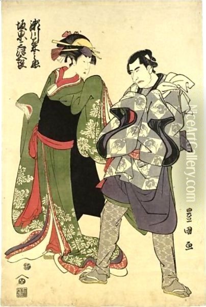 Segawa Kikunojo III And Bando Mitsugoro II In Unidentified Roles Oil Painting - Utagawa Toyokuni