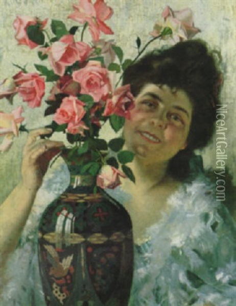 The Rose Girl Oil Painting - William H. Mcentee