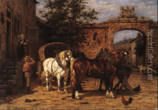 In The Farmyard Oil Painting - Willem Jacobus Boogaard