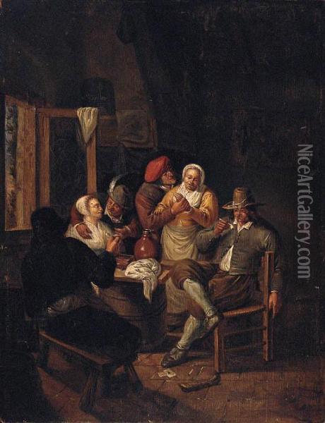 Peasants In A Cottage Interior Oil Painting - Egbert Jaspersz. van, the Elder Heemskerck