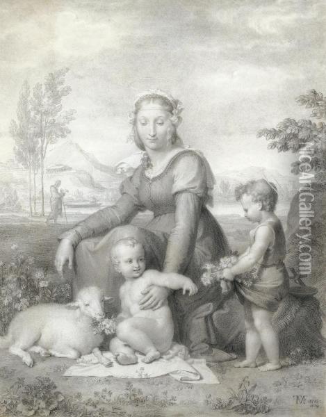 Virgin And Child With St John The Baptist Oil Painting - Tommaso Minardi