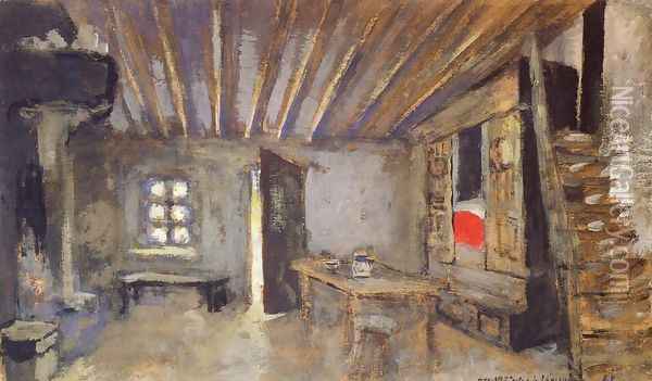 Studio Interior, Model for the Scenery of 'La Lepreuse' Oil Painting - Jean-Edouard Vuillard