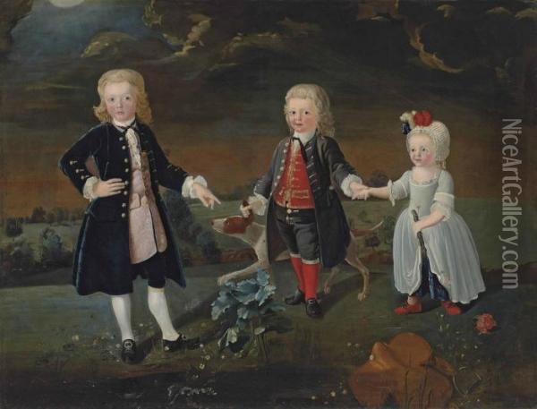 Portrait Of Daniel, William And Stephen Eaton Oil Painting - Pieter van Bleeck