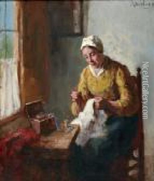 Bordurende Boerin Bij Venster Oil Painting - Bernard Johann De Hoog