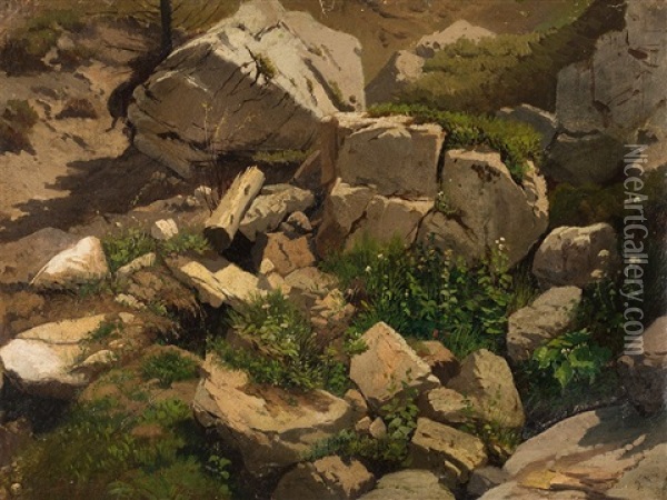 Rocks, Oil Study Oil Painting - Arseniy Ivanovich Meshchersky
