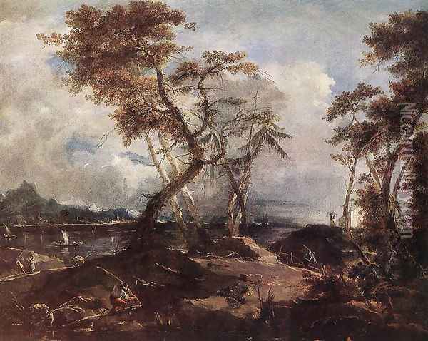 Landscape c. 1780 Oil Painting - Francesco Guardi
