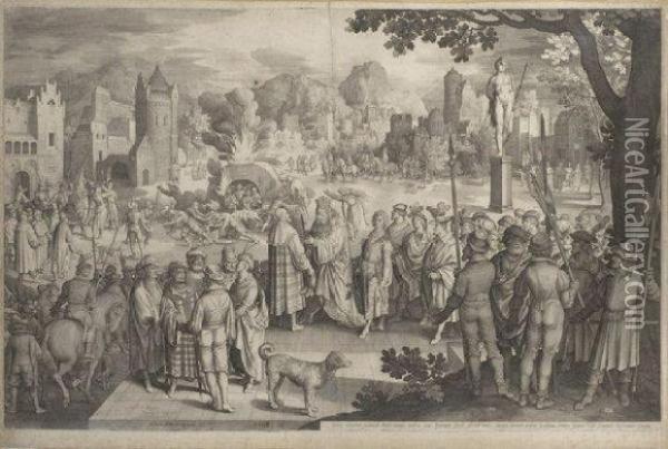 Ananias, Misael Et Asarias Jetes Dans La Fournaise Ardente (daniel Iii) Oil Painting - Nicolaes De Bruyn