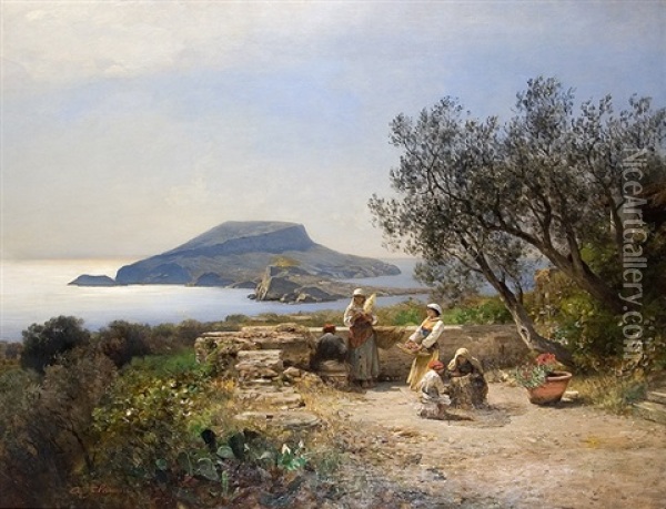 Over The Coast Of Capri Oil Painting - Albert Flamm