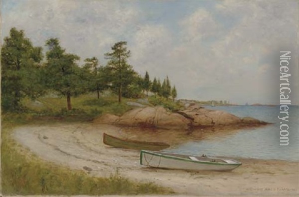 Boats Along The Shore Oil Painting - Gardner Arnold Reckard