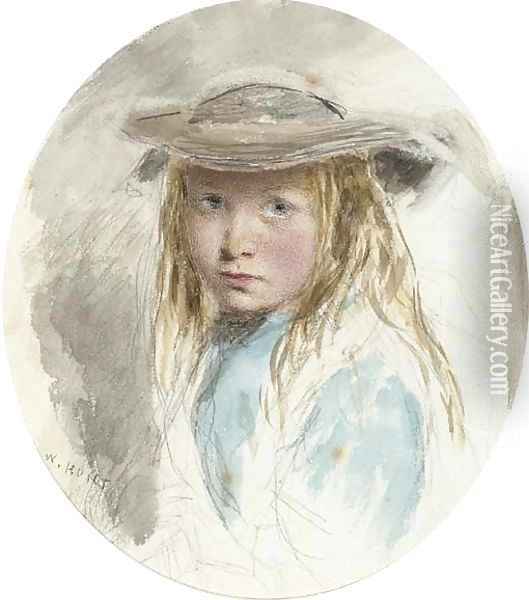Study of a young girl Oil Painting - William Henry Hunt