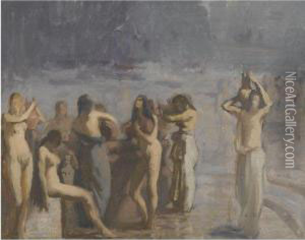 Bathers Oil Painting - Georgios Roilos