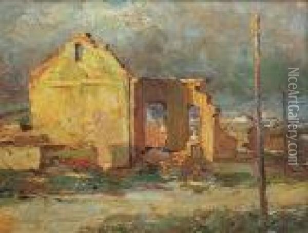 Pejzaz Ze Zrujnowanym Domem Oil Painting - Zygmunt Waliszewski