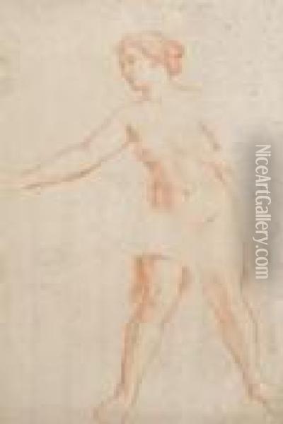 Etude De Femme Nue En Pied, Avec Une Reprise Du Visage Et Une Etude De Main Oil Painting - Charles de Lafosse