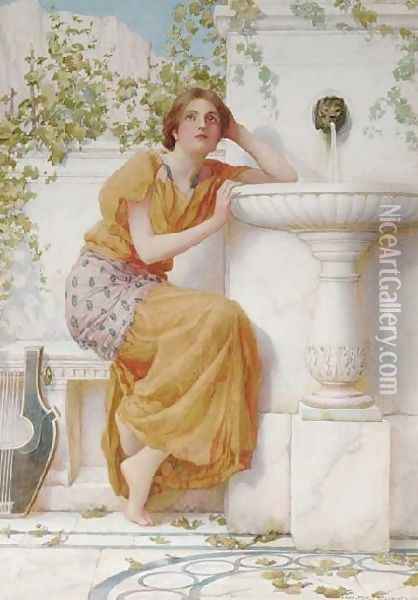 The Music of the Fountain Oil Painting - Henry Ryland