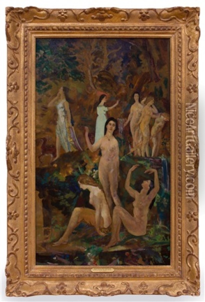 Balance Of The Golden Scale Oil Painting - Arthur B. Davies