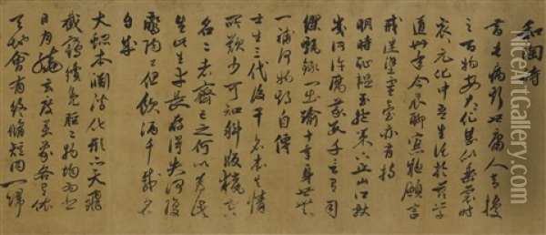 A Handscroll Of Calligraphy In Cursive Script Of Hetao Shi Oil Painting -  Zhu Yunming