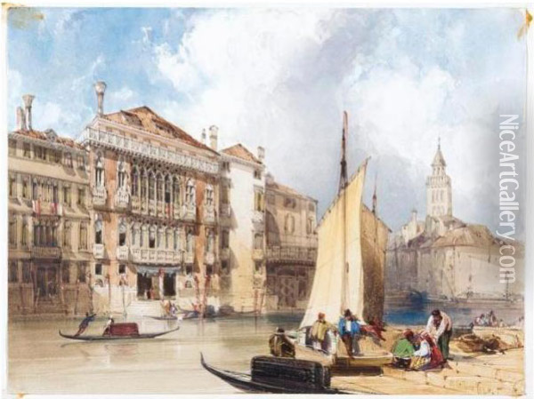 The Palazzo Pisani-moretta On The Grand Canal, Venice Oil Painting - William Callow