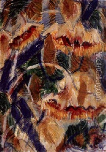 Sonnenblumenkopfe Oil Painting - Christian Rohlfs