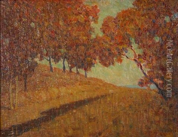 Autumn (hillside, Trees, Rust) Oil Painting - Frank Coburn