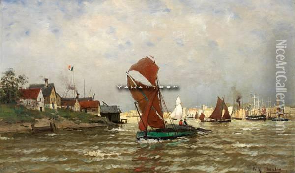 Fra Havnen Olje Pa Lerret Oil Painting - Fritz Thaulow