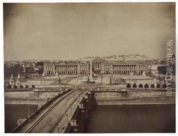 Pont Et Place De La Concorde Depuis L'assemblee Nationale Paris Oil Painting - Gustave Le Gray