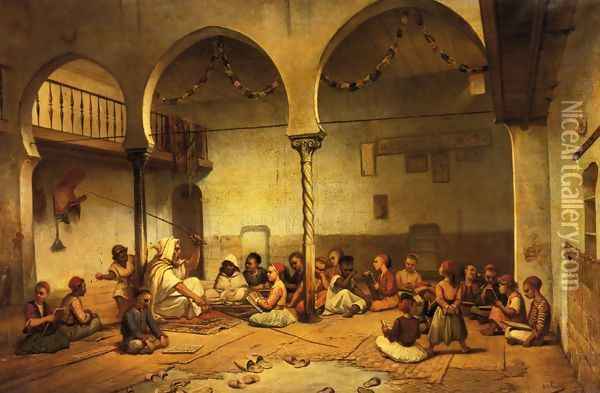 A Moorish School Oil Painting - Auguste de Pinelli