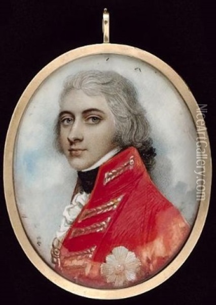 General Sir William Henry Pringle, Wearing Scarlet Coat With Silver Lace, The Order Of The Bath On His Chest, His Hair Powdered And Worn En Queue Oil Painting - Andrew Plimer