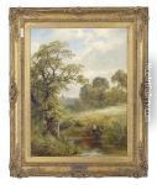 A Brook At Barrow Oil Painting - George Turner