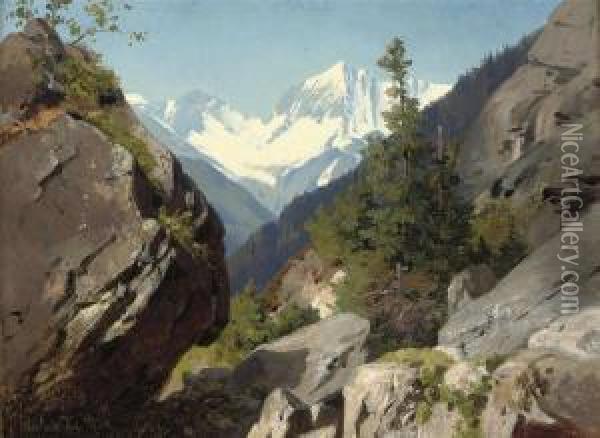 The Maderaner Valley Oil Painting - Adolf Mosengel