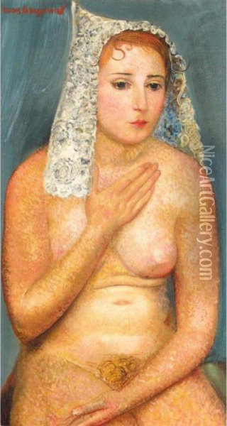 Seated Nude Oil Painting - Boris Dimitrevich Grigoriev