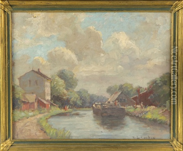Canal (3 Works) Oil Painting - Emma Lampert Cooper