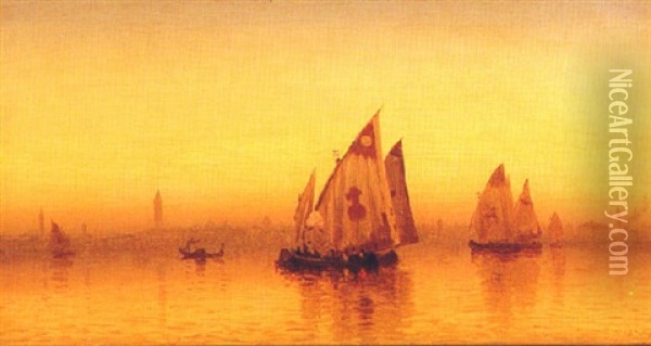 A Venetian Twilight Oil Painting - Sanford Robinson Gifford
