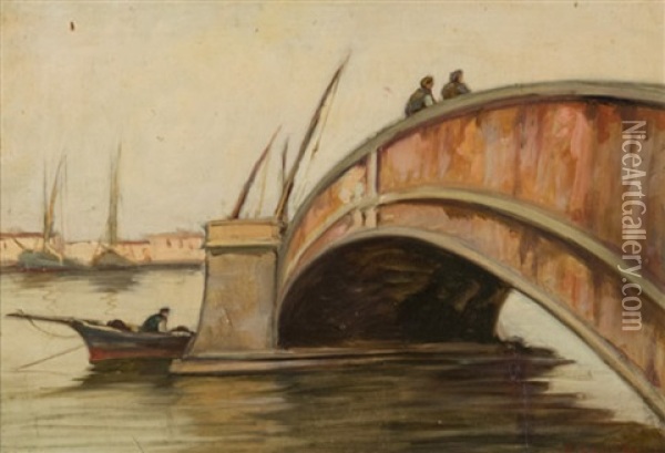 L'arco Del Ponte Carraia Di Livorno Oil Painting - Renuccio Renucci