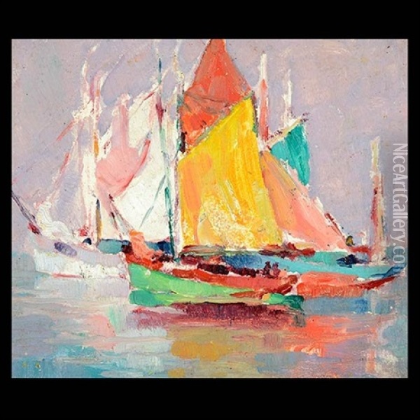 French Tuna Boats Ii Oil Painting - George Kennedy Brandriff