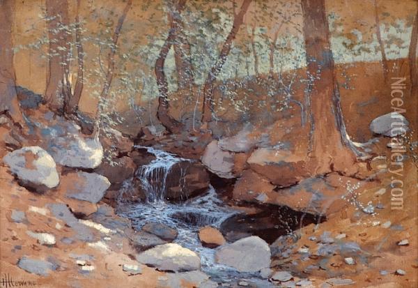 A Forest Stream Oil Painting - Hugh Huntington Howard