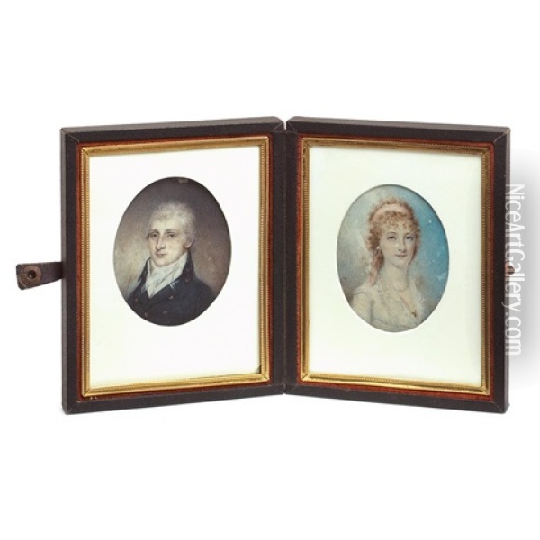 Miniature Portraits Of A Lady And Gentleman Of The Beall Family Oil Painting - James Peale Sr.