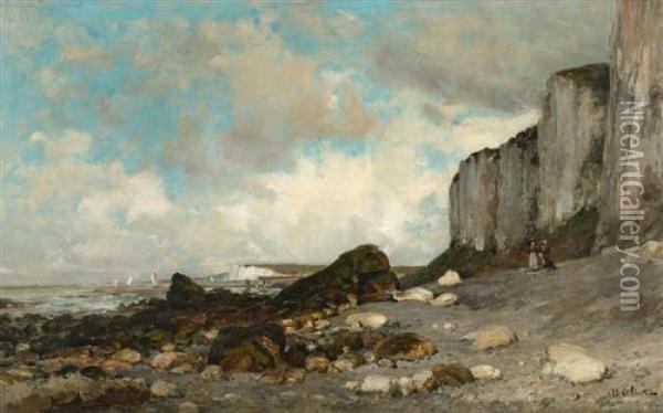 The Rocks Of Etretat. Oil Painting - Jean-Baptiste Olive